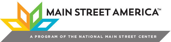 Stylized logo with text that says Main Street America A program of the National Main Street Center